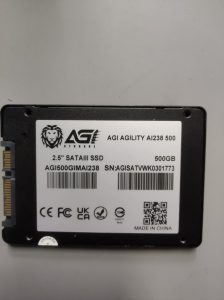 AGI AGILITY AI238 500G 2.5寸固态硬盘不识别数据恢复 — 昆山客户SSD主控故障修复